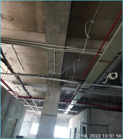 Thi công mạng đường ống chữa cháy Sprinkler tự động & tuyến luồn cáp điện âm trần